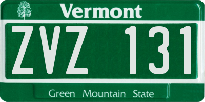 VT license plate ZVZ131