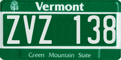 VT license plate ZVZ138