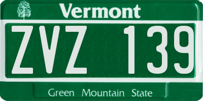 VT license plate ZVZ139