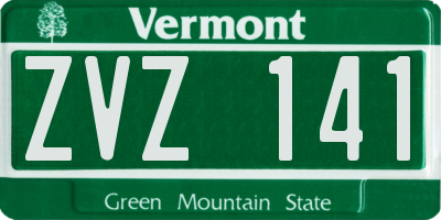 VT license plate ZVZ141
