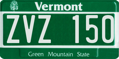 VT license plate ZVZ150