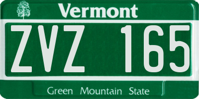 VT license plate ZVZ165