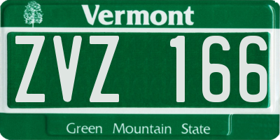 VT license plate ZVZ166
