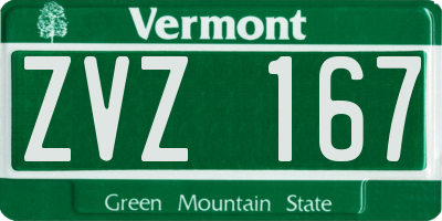VT license plate ZVZ167