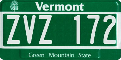 VT license plate ZVZ172