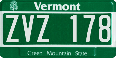 VT license plate ZVZ178