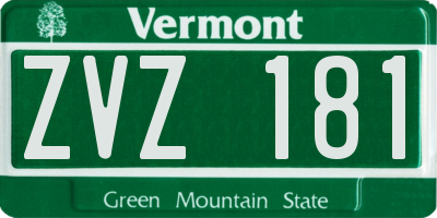 VT license plate ZVZ181
