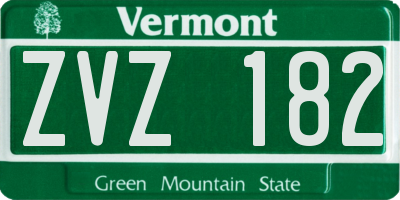 VT license plate ZVZ182
