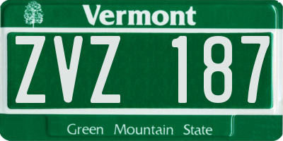 VT license plate ZVZ187