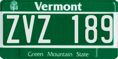 VT license plate ZVZ189