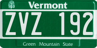 VT license plate ZVZ192
