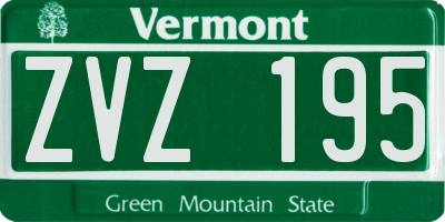 VT license plate ZVZ195