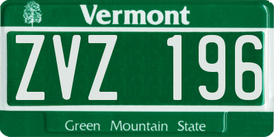 VT license plate ZVZ196