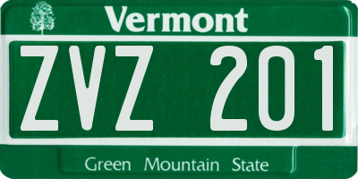 VT license plate ZVZ201