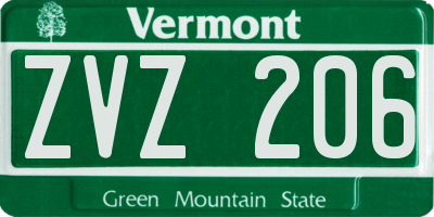 VT license plate ZVZ206