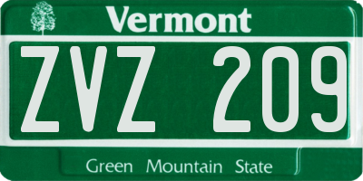 VT license plate ZVZ209