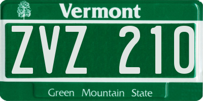 VT license plate ZVZ210