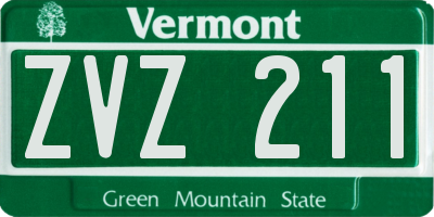 VT license plate ZVZ211