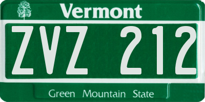 VT license plate ZVZ212