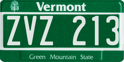 VT license plate ZVZ213