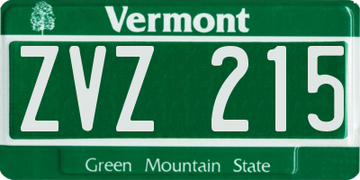 VT license plate ZVZ215