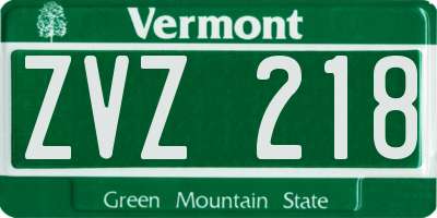 VT license plate ZVZ218