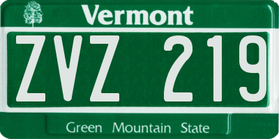 VT license plate ZVZ219