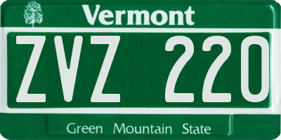 VT license plate ZVZ220