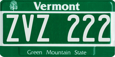 VT license plate ZVZ222