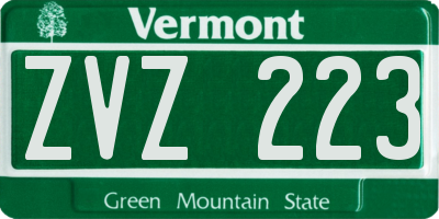 VT license plate ZVZ223