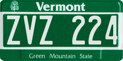 VT license plate ZVZ224
