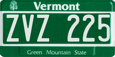 VT license plate ZVZ225