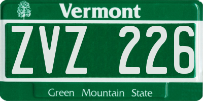 VT license plate ZVZ226