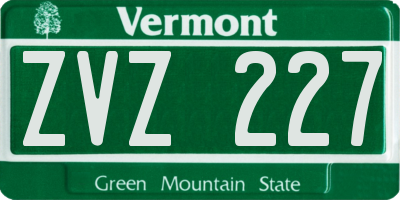 VT license plate ZVZ227