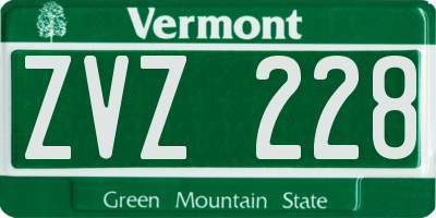 VT license plate ZVZ228