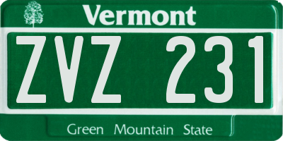 VT license plate ZVZ231