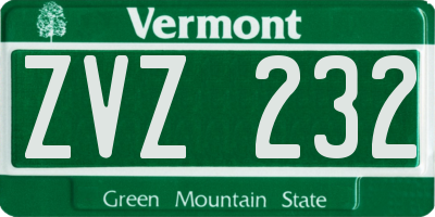 VT license plate ZVZ232