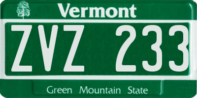 VT license plate ZVZ233