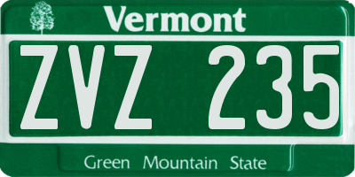 VT license plate ZVZ235
