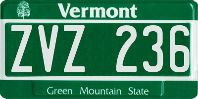VT license plate ZVZ236