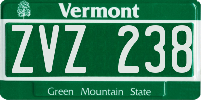 VT license plate ZVZ238
