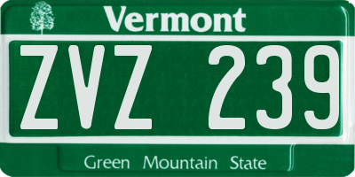 VT license plate ZVZ239