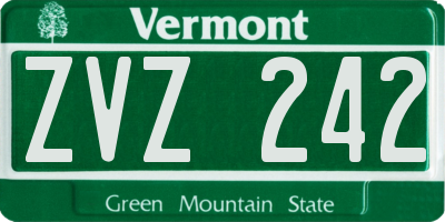 VT license plate ZVZ242