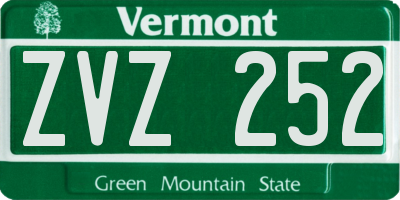 VT license plate ZVZ252