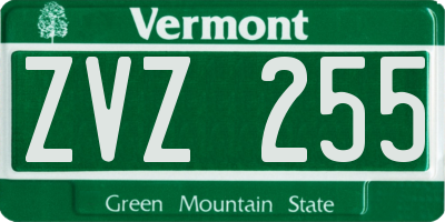 VT license plate ZVZ255