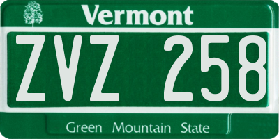 VT license plate ZVZ258