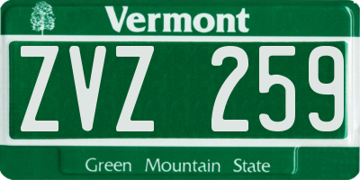 VT license plate ZVZ259