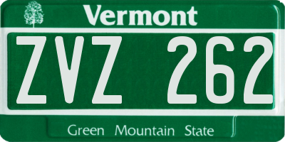 VT license plate ZVZ262