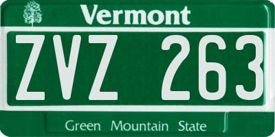 VT license plate ZVZ263