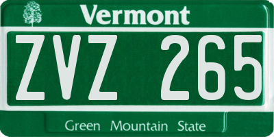 VT license plate ZVZ265